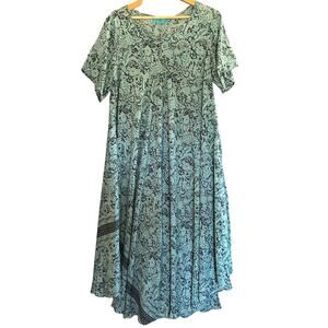 Rainbow Hawaii Inc Dress Silk Blend Patterned Hawaiian Caftan Oversized Vacation